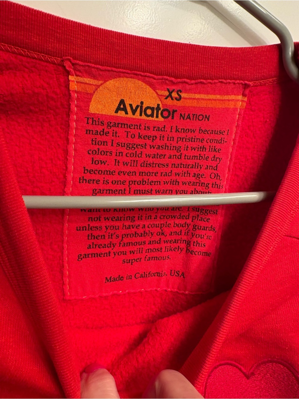 Aviator nation red stitched heart set xs rare! Euc - Picture 4 of 7